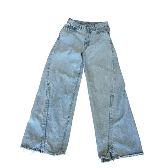 Hudson James MSI Wide Leg Jeans Denim SIZE 27 Light Wash Zipper High Rise $265 - Picture 7 of 12